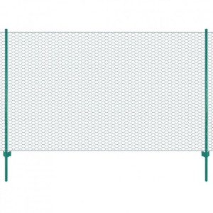 Siatka ogrodzeniowa ze słupkami, stal, 25 x 1,5 m, zielony