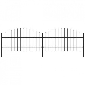 Panele ogrodzeniowe z grotami, stal, (0,75-1) x 3,4 m, czarne