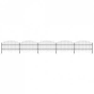 Panele ogrodzeniowe z grotami, stal, (0,75-1) x 8,5 m, czarne