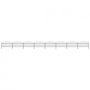 Panele ogrodzeniowe z grotami, stal, (0,75-1) x 13,6 m, czarne