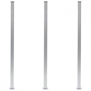 Słupki ogrodzeniowe, 3 szt., aluminium, 185 cm