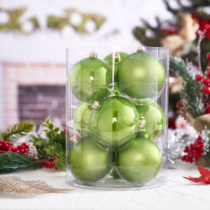Bombki Bombka Szklane 10cmx4 Kiwi Mat