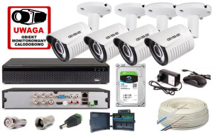 Zestaw Monitoring Ahd Sklepu 4x Kamera 2mpx Ir 25m