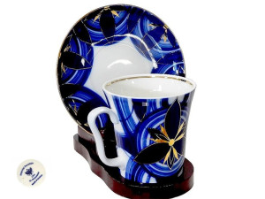 Imperial Porcelain filiżanka, kubek na spodku motyw kwiat