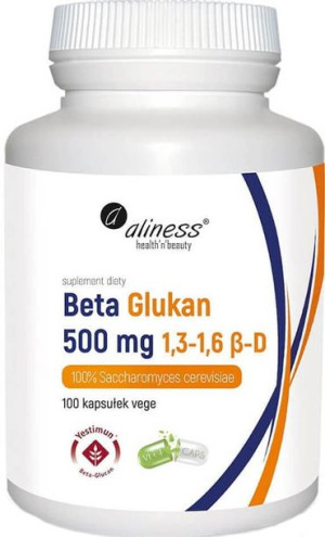 Beta glukan 500mg 1,3-1,6 β-D 100% Saccharomyces cerevisiae 100 kapsułek Al