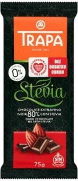 Czekolada gorzka 80% ze stewią 75 g Trapa