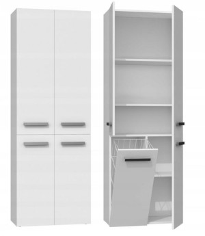 Szafka Łazienkowa Nel Dd 1k Kosz 60cm Biel Mat