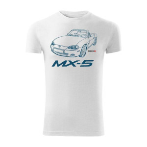 Koszulka z samochodem MAZDA MX-5 MX 5 męska biała SLIM