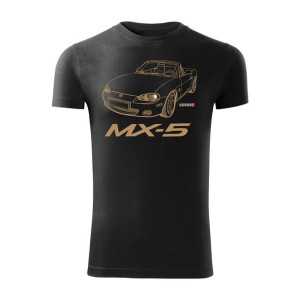 Koszulka z samochodem MAZDA MX-5 MX 5 męska czarna SLIM