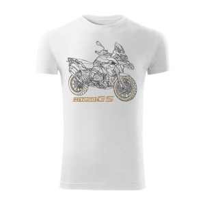 Koszulka motocyklowa z motocyklem na motor BMW GS 1250 ADVENTURE męska biał