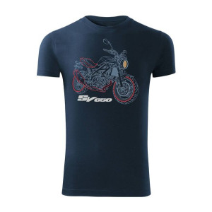 Koszulka motocyklowa z motocyklem na motor SUZUKI SV 650 męska granatowa SL