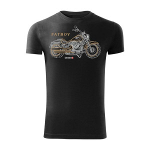 Koszulka motocyklowa na motor HARLEY DAVIDSON FATBOY męska czarna SLIM