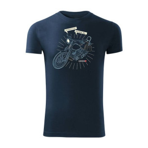 Koszulka motocyklowa na motor Harley Chopper męska granatowa SLIM