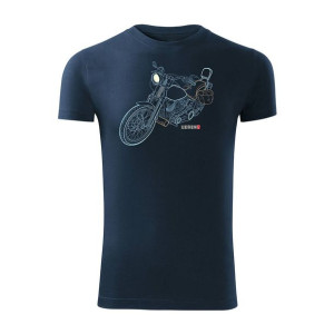 Koszulka motocyklowa na motor Harley Chopper męska granatowa SLIM