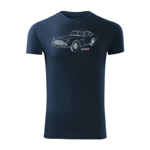 Koszulka z samochodem Aston Martin DB5 superagent męska granatowa SLIM