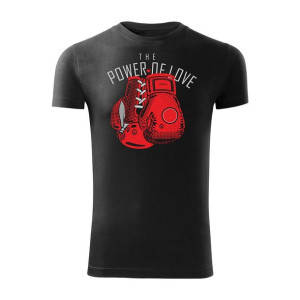 Koszulka z rękawicami bokserskimi Power of Love męska czarna SLIM