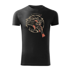 Koszulka na ryby dla wędkarza wędkarska fishing karp męska czarna SLIM