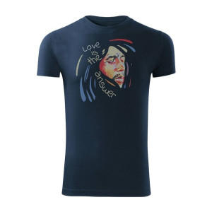 Koszulka reggae z Bobem Marleyem Bob Marley męska granatowa SLIM