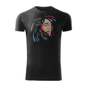 Koszulka reggae z Bobem Marleyem Bob Marley męska czarna SLIM