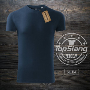 Topslang koszulka męska bawełniana granatowa t-shirt męski granatowy SLIM