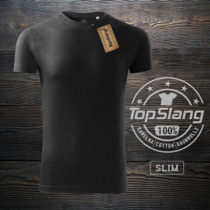 Topslang koszulka męska bawełniana czarna t-shirt męski czarny SLIM