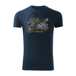 Koszulka motocyklowa z motocyklem na motor BMW GS 1200 męska granatowa SLIM