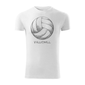 Koszulka z piłką do siatkówki siatkówka Volleyball męska biała SLIM