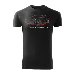 Koszulka motoryzacyjna z Chevrolet Camaro męska czarna SLIM