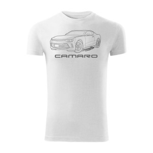 Koszulka motoryzacyjna z Chevrolet Camaro męska biała SLIM