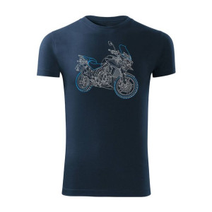 Koszulka motocyklowa z motocyklem na motor Triumph Tiger męska granatowa SL
