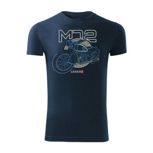 Koszulka motocyklowa z motocyklem M72 Dniepr Ural męska granatowa SLIM