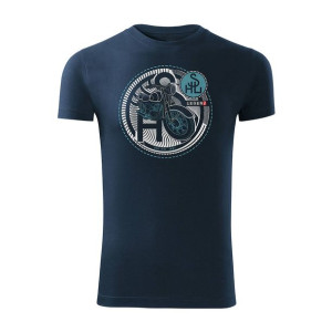 Koszulka motocyklowa z motocyklem na motor SHL M04 M11 M17 męska granatowa
