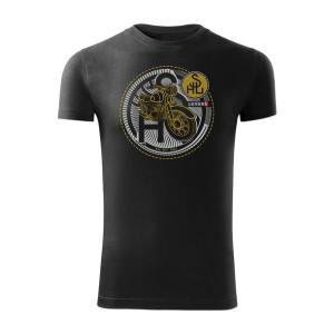 Koszulka motocyklowa z motocyklem na motor SHL M04 M11 M17 męska czarna SLI