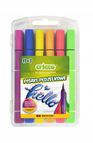 Flamastry Pisaki Cricco Pędzelkowe Etui - 12 Kol