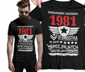 KOSZULKA NA 40 urodziny 1981 z datą 40 50 PREZENT