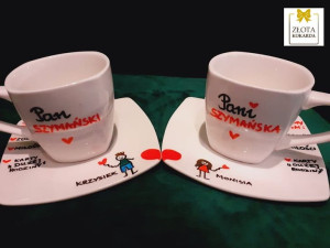 Filiżanki i talerzyki personalizowane na ślub i rocznicę