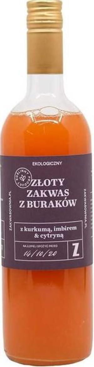 Złoty zakwas z buraków z kurkumą, imbirem i cytryną bezglutenowy Bio 700 ml