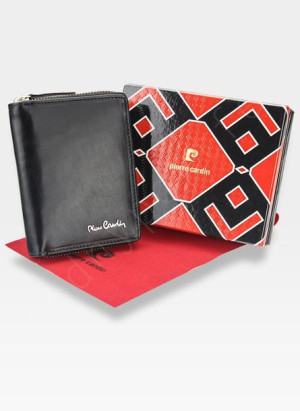 Portfel Męski Pierre Cardin Skórzany Pionowy Zapinany Suwak Tilak12 8818 BI