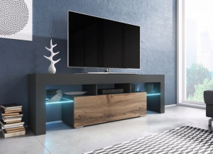 Szafka RTV TORO 138 antracyt / dąb wotan połysk + LED