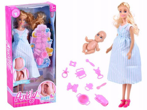 Lalka Anlily Mama W Ciąży Dzidziuś + Akcesoria