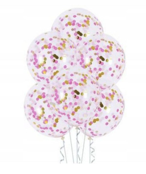 Balony Balon 30cm 4szt z konfetti Złote różowe