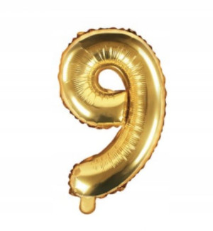 BALON foliowy dziewięć 9 dziewiątka 1m złoty GOLD