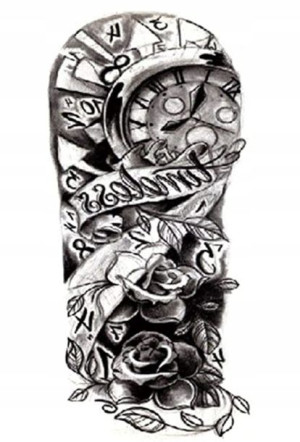 Tatuaż tymczasowy zegar wskazówki timeless BLACK