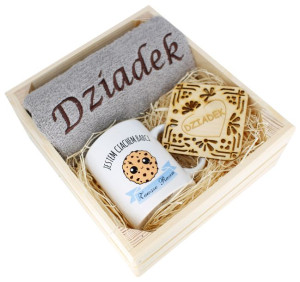 Super Prezent Dla Dziadka Ręcznik + Kubek Skrzynka
