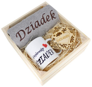 Super Prezent Dla Dziadka Ręcznik + Kubek Skrzynka