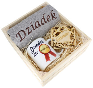 Super Prezent Dla Dziadka Ręcznik + Kubek Skrzynka