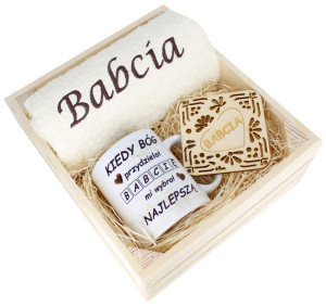 Super Prezent Dla Babci Ręcznik + Kubek Skrzynka