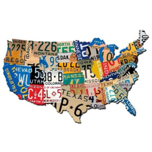 Szyld 31x48 License Plate Map, USA Hit Prezent