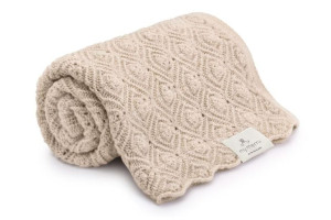 Kocyk ze 100% wełny merino warm beige Pearl- premium collection my memi