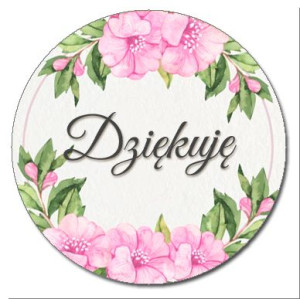 Naklejki okrągłe napis Dziękuję 12szt